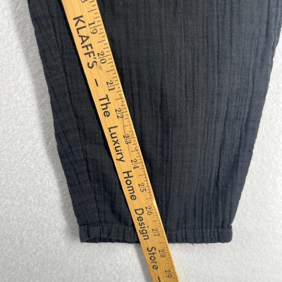 EILEEN FISHER Pants XL Organic Cotton Crinkle Gauze Tapered Pull On Black - Picture 13 of 16